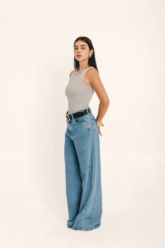 Calça Jeans Pantalona